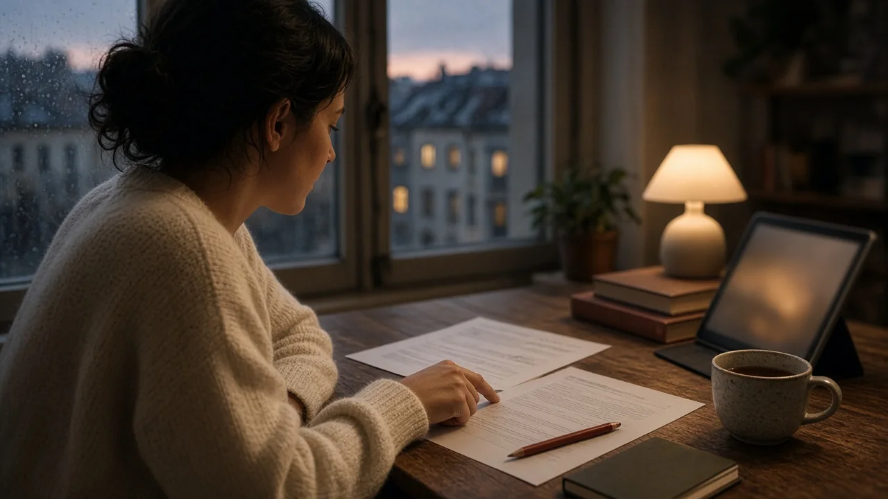 Datengestützte Gehaltsplanung: Benchmarks werden abends am Schreibtisch geprüft.